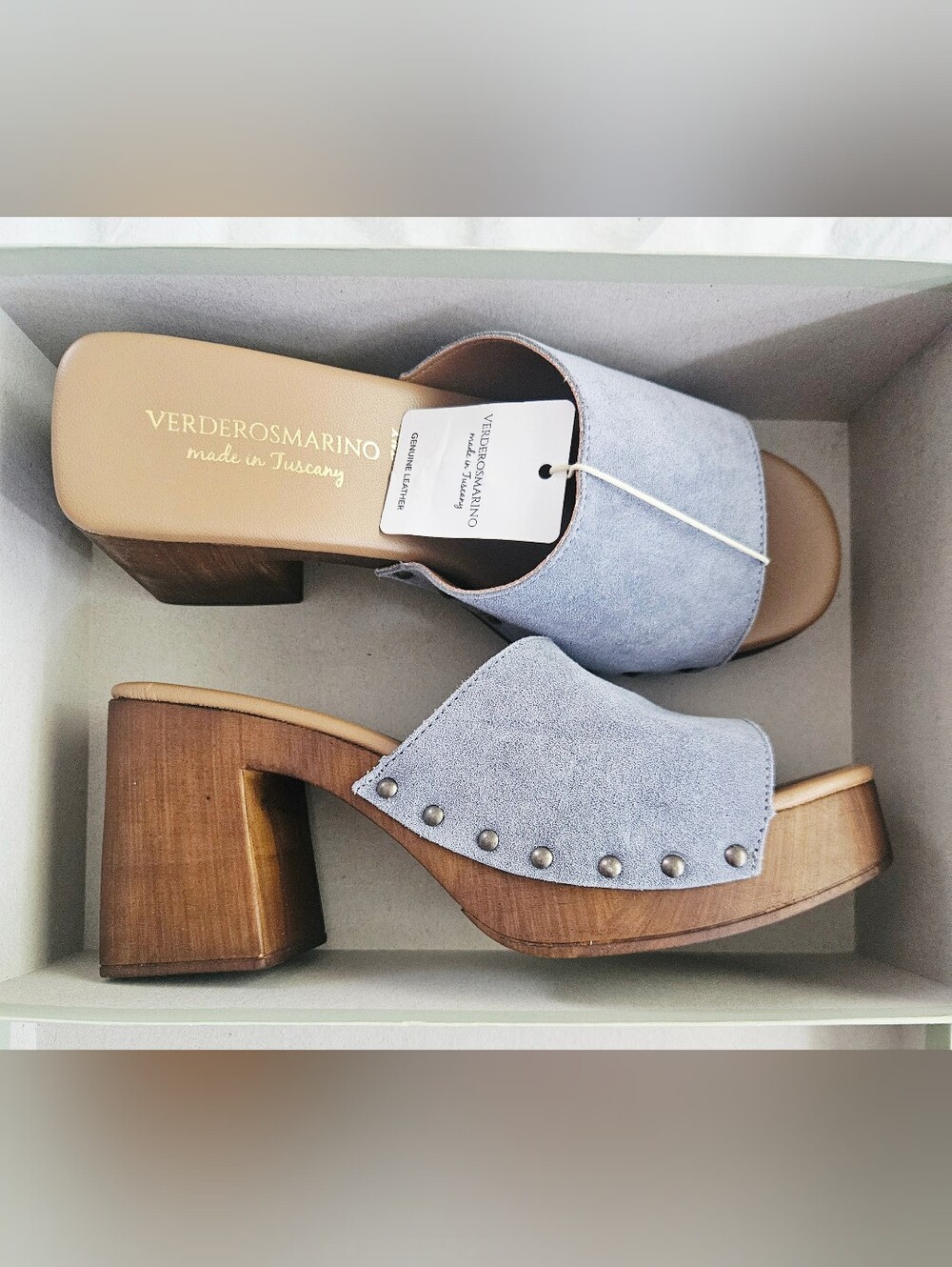 ✨ NWT In Box - Verderosmarino Made in Tuscany Wooden Heel Sandals – Size US 9 ✨
